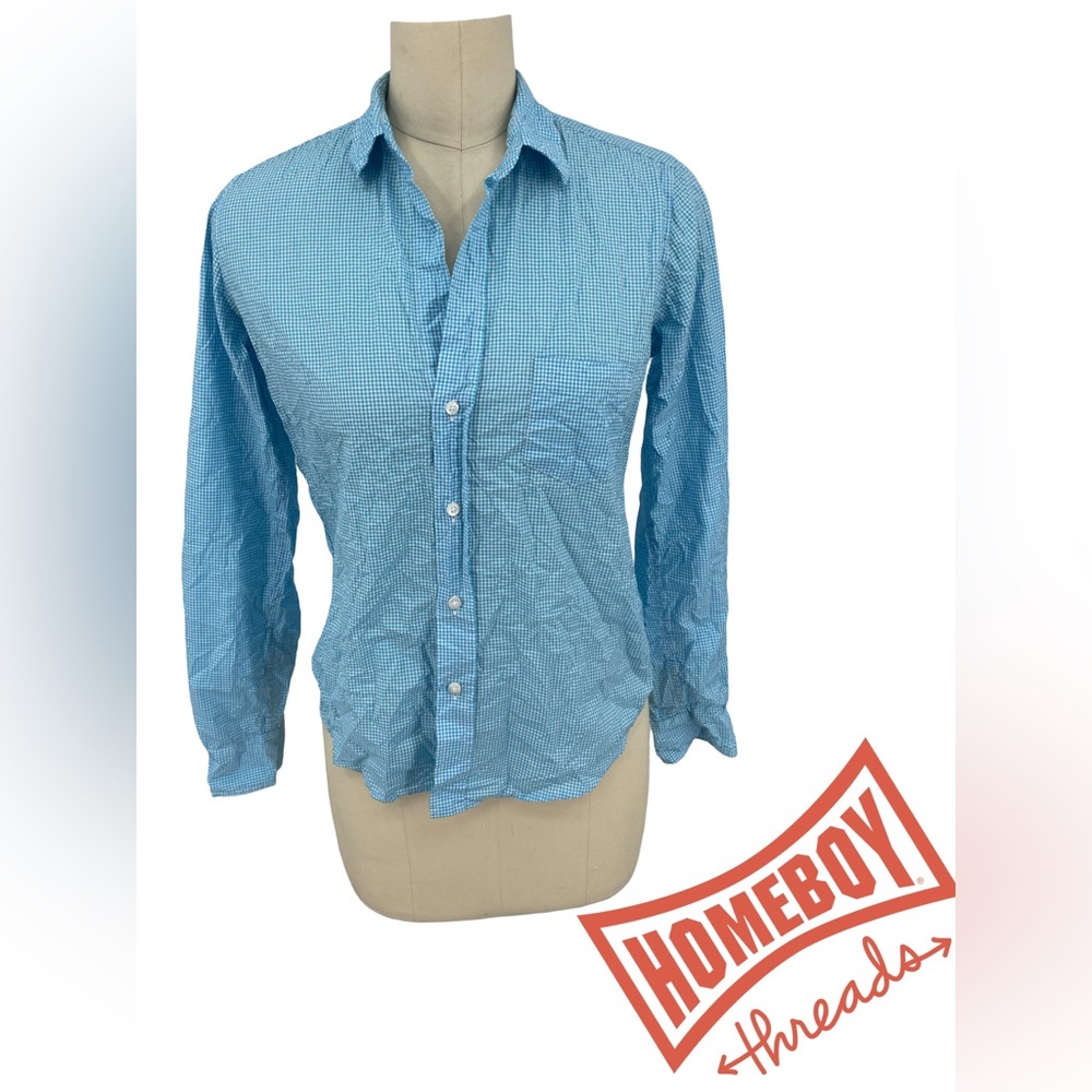 Frank & Eileen Blue and White Checkered Men's Shirt Size:XS
